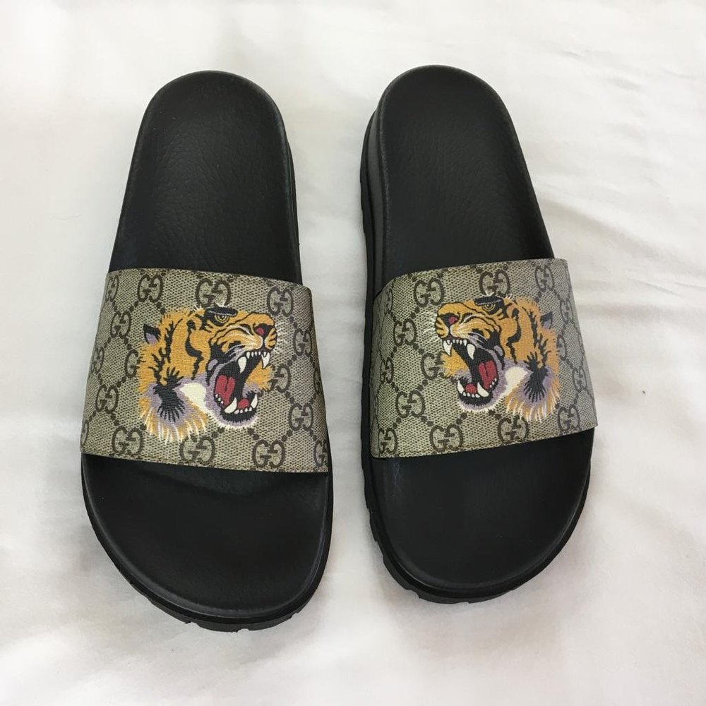 Gucci men's sandals Slides Wolf Size 9 Tiger G31 - Picture 1 of 11